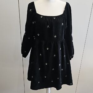 DAVI & DANI Black Embroidered Midi Dress